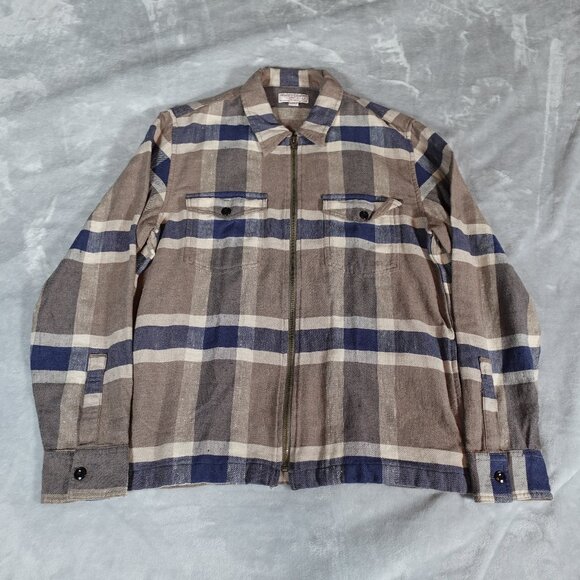 Wallace & Barnes Zip Front Twill Workshirt Jacket Mens M Flannel Brown NEW AU776 - Picture 1 of 11